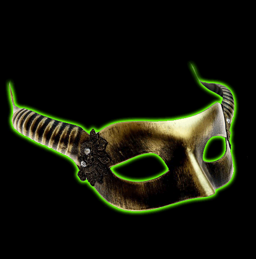 Metallic gold horned devil face mask