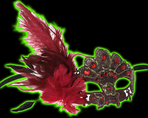 Venetian Mask - Burgundy lace w/ feather