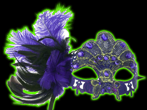 Venetian mask Purple lace w/ feather