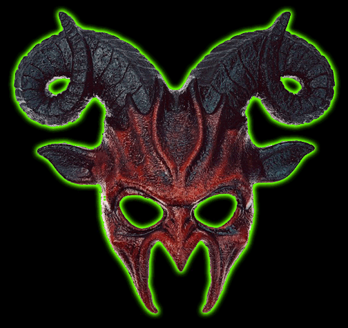 Red Ram Mask with black horns