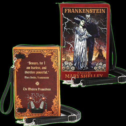 Bride and Frankenstein Book Clutch Bag In Vinyl