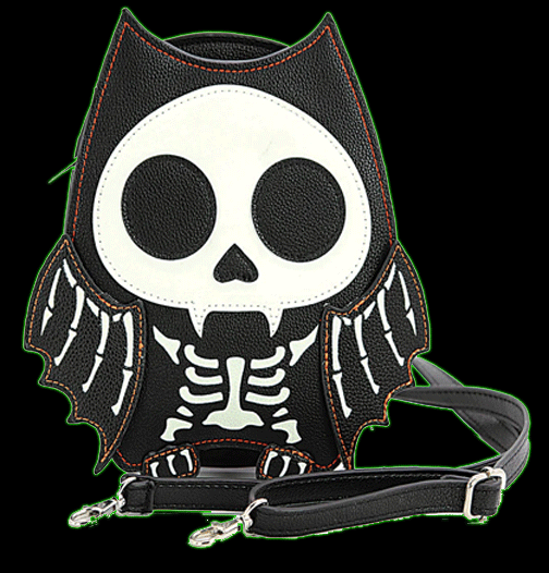 Glow In The Dark Skeleton Bat Shoulder Bag In Vinyl