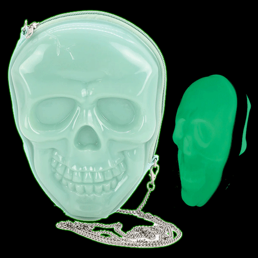 Glow in the Dark Skull Head Crossbody Purse in Vinyl