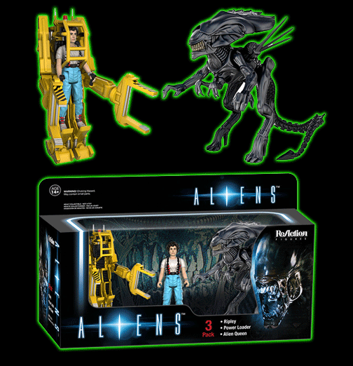 Super 7 ReAction Aliens Power Loader, Alien Queen, Ripley 3 Pack