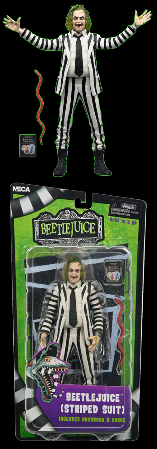 Beetlejuice 1988 - Black and White Striped Suit Beetlejuice 7 in.Scale Action Figure