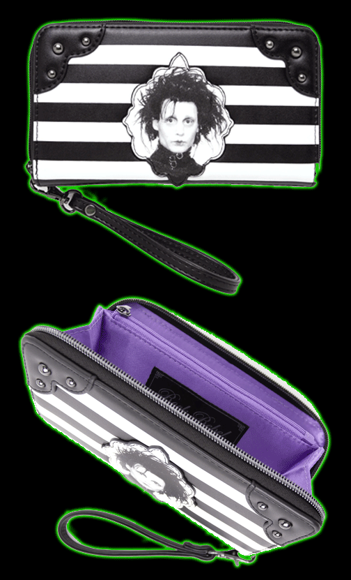 Edward Scissorhands Striped Zip Around Wallet