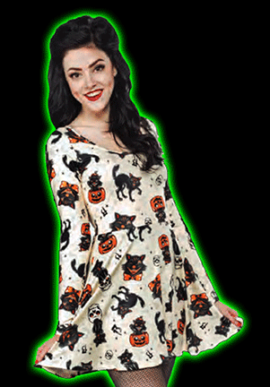 Black Cats Skater Dress